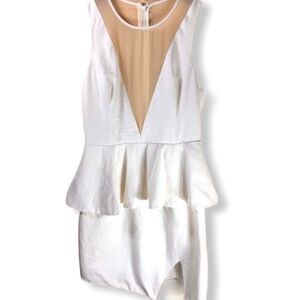 Keepsake the Label Sheer Peek A Boo White Peplum Dress